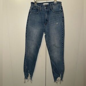 Abercrombie & Fitch Light Blue Distressed Cropped Jeans